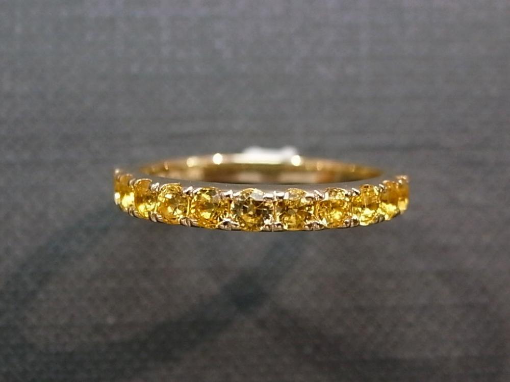 Yellow sapphire in 14K yellow gold wedding band as an engagement ring ...