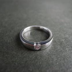 Wedding Ring with 0.15ct Brilliant Cut Diamond in 14K White Gold